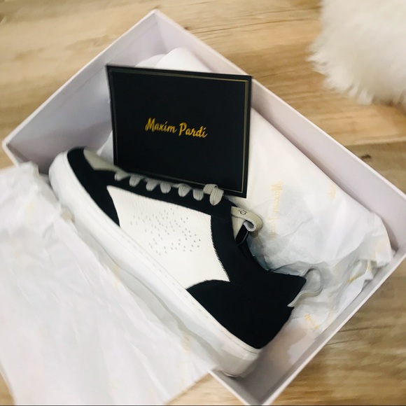 NWT Maxim Pardi Men’s Verona Low top sneakers sz 9.5 black white gray - Picture 12 of 14